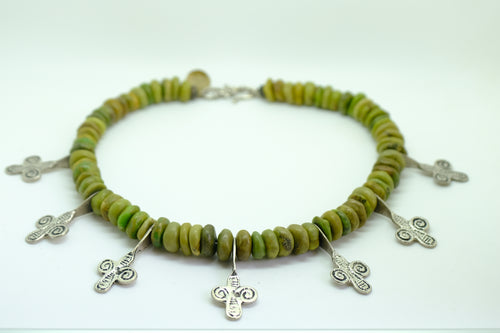 Unakite stone And silver necklace