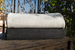 Luxury Wool & Cotton Twill Blanket (Ivory & Black)