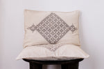 Pair of Rectangular Brown & Cream Fes Embroidered Cotton Cushion Covers