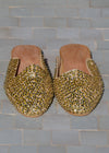 Gold Raffia & Sequinned Babouche Shoes