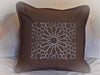 Beige geometric embroidered cushion cover 
