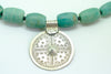 Moroccan Amazonite and Touareg Silver Amulet Necklace