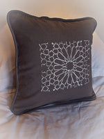 Pair of Grey Linen Embroidered Cushion Covers