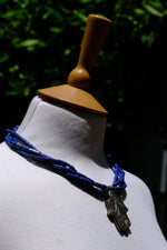 Lapis and silver hamsa necklace 