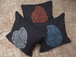 Dark grey linen embroidered cushion covers