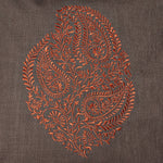 Detail of orange paisley embroidery 