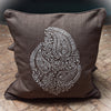Beige linen cushion cover with white embroidery 