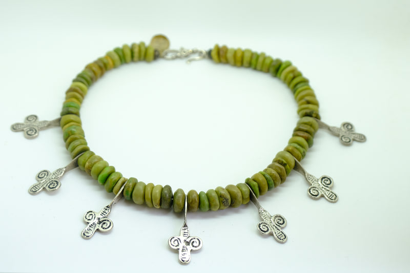 Berber greenstone and silver necklace