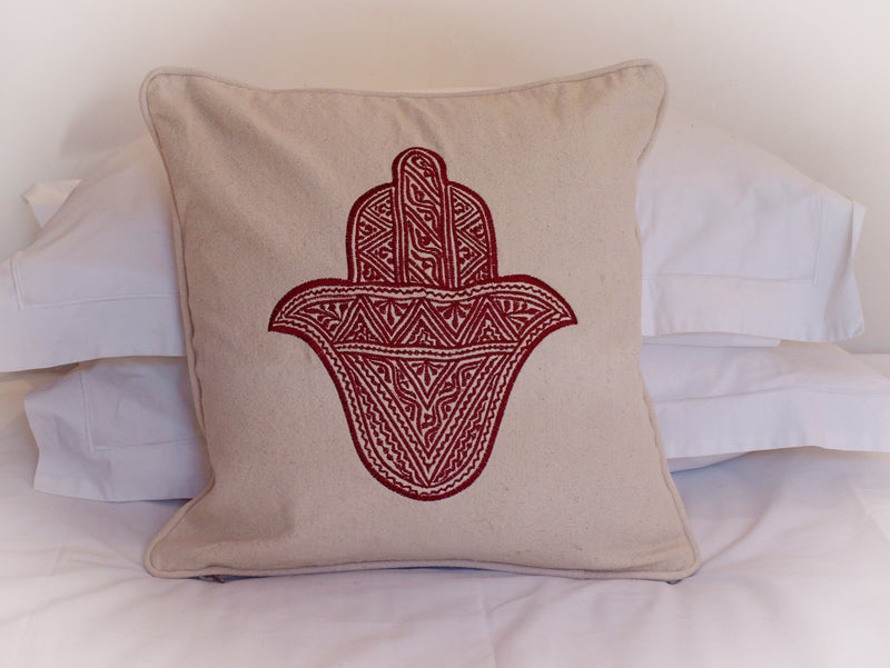 Red Hamza cushion cover 