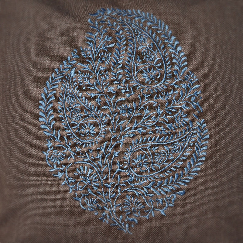Detail of blue paisley embroidery 