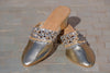 Gold Leather & Sequin Wedge Babouche Shoes