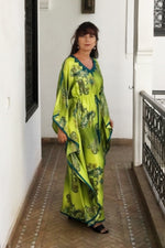 Satin Embroidered Gandora (Green & Turquoise Print)