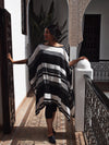 Poncho, Satin (Black, Grey & White With Hand Embroidered Shoulder Detail)