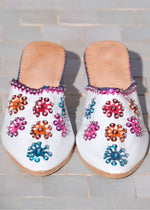 Multicoloured Leather & Sequin Wedge Babouche Shoes