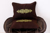 Set of Three Brown & Green Wool & Cashmere Embroidered Cushion Covers
