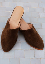 Tan Suede Wedge Babouche Shoes