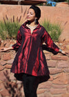 Swing Shirt , Embroidered Silk (Red)