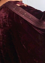 Poncho, Devore Velvet With Hand Embroidered Shoulder Detail (Burgundy)