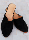 Black Suede Wedge Babouche Shoes