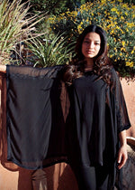Poncho, Chiffon ( Black With Hand Embroidery Detail)