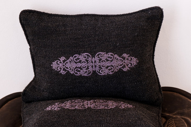 Pair of Wool & Cashmere Embroidered Cushion Covers