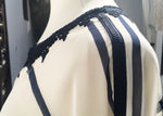 Chiffon Embroidered Gandora (Navy & White stripe Print)