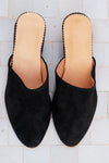 Navy Suede Wedge Babouche Shoes