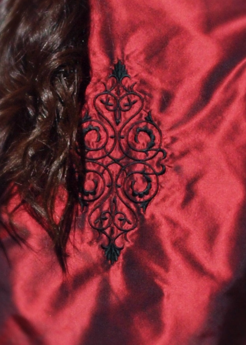 Swing Shirt , Embroidered Silk (Red)