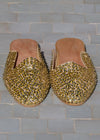Gold Raffia & Sequinned Babouche Shoes