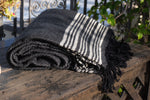 Luxury Wool & Cotton Twill Blanket (Dark Grey & Black)