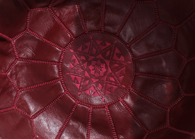 Round leather Pouffe