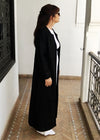Caftan Coat, Long Embroidered Black Linen