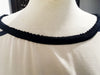 Short Gandora, Cream & Navy Chiffon With Navy Hand Embroidered Shoulder