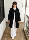 Caftan Coat, Short Embroidered Black Linen
