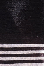 Black Cotton Pom-Pom Blanket With Stripe Border