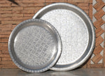 Set of Two Vintage Geometric Aluminium Moroccan Tea Trays